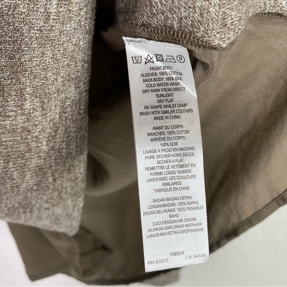 French Connection Brown Cotton Silk Cold Shoulder Top - Picture 6 of 9